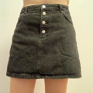 Topshop A-line Black Denim Skirt